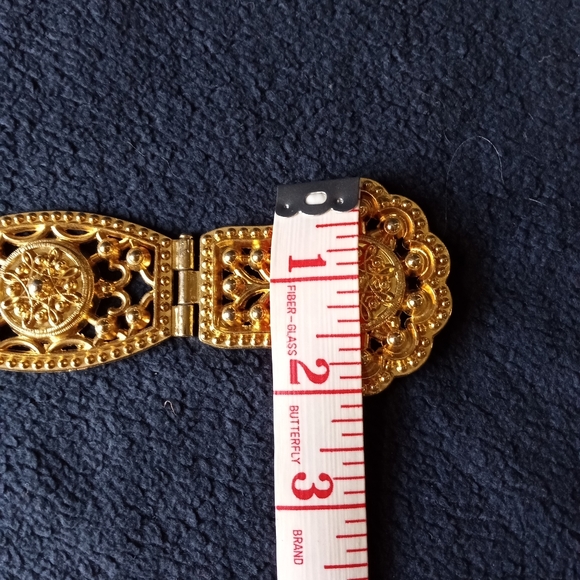 VINTAGE GOLD METAL BELT Articulated Filagree Links 1980s French Baroque 39" (L) - Picture 8 of 16